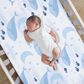 Lambs and Ivy Bubbles - Squirt Whale-Ocean Aquatic Fitted Crib Sheet in Blue and White, , large