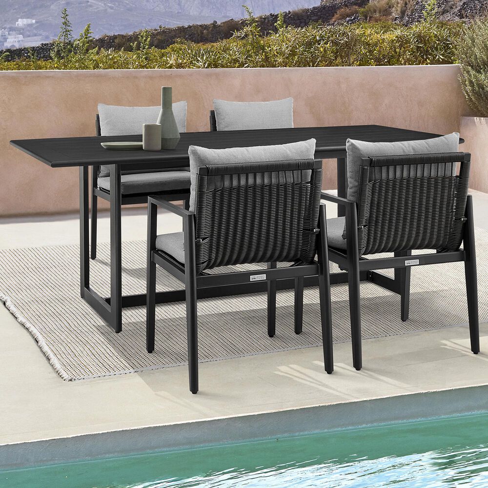 Blue River Grand 5-Piece Rectangular Patio Dining Table Set in Black - Table Only, , large