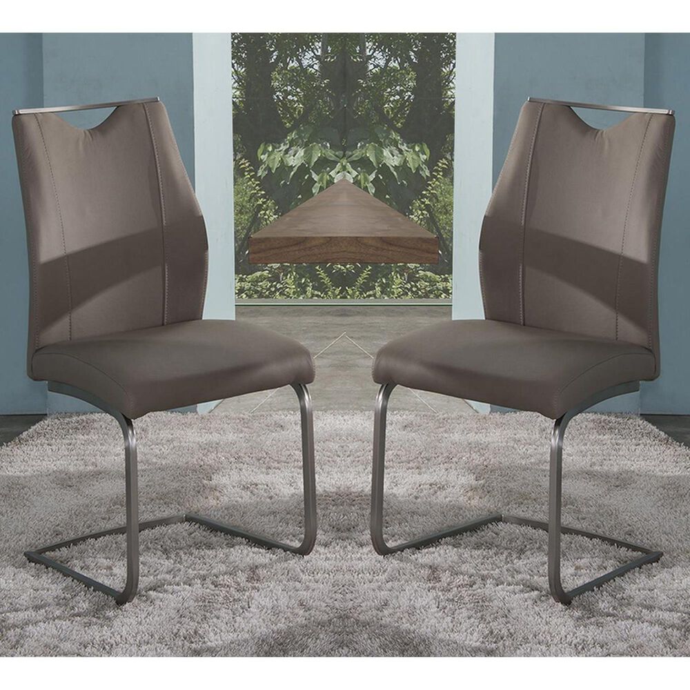 Blue River Bravo Dining Chair in Coffee and Stainless Steel (Set of 2), , large