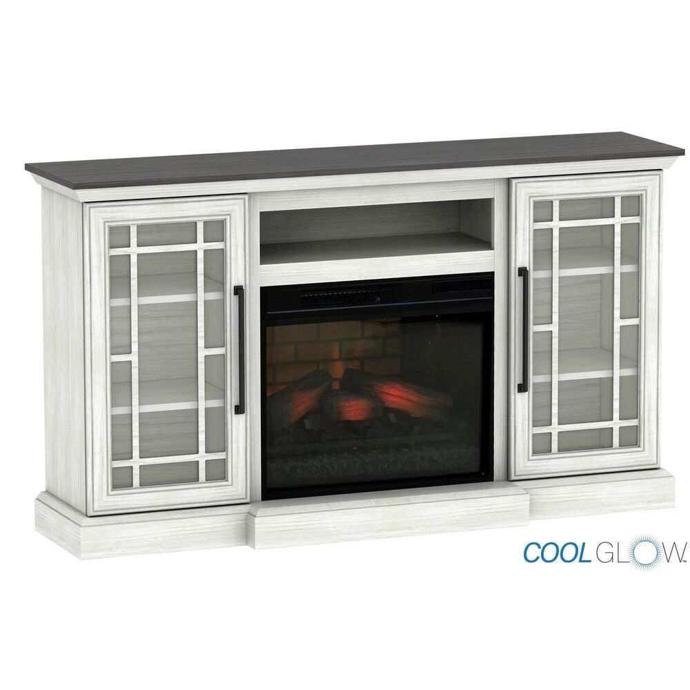 Fabio Flames Alicia 60" TV Stand with Fireplace Insert in Shelby White, , large