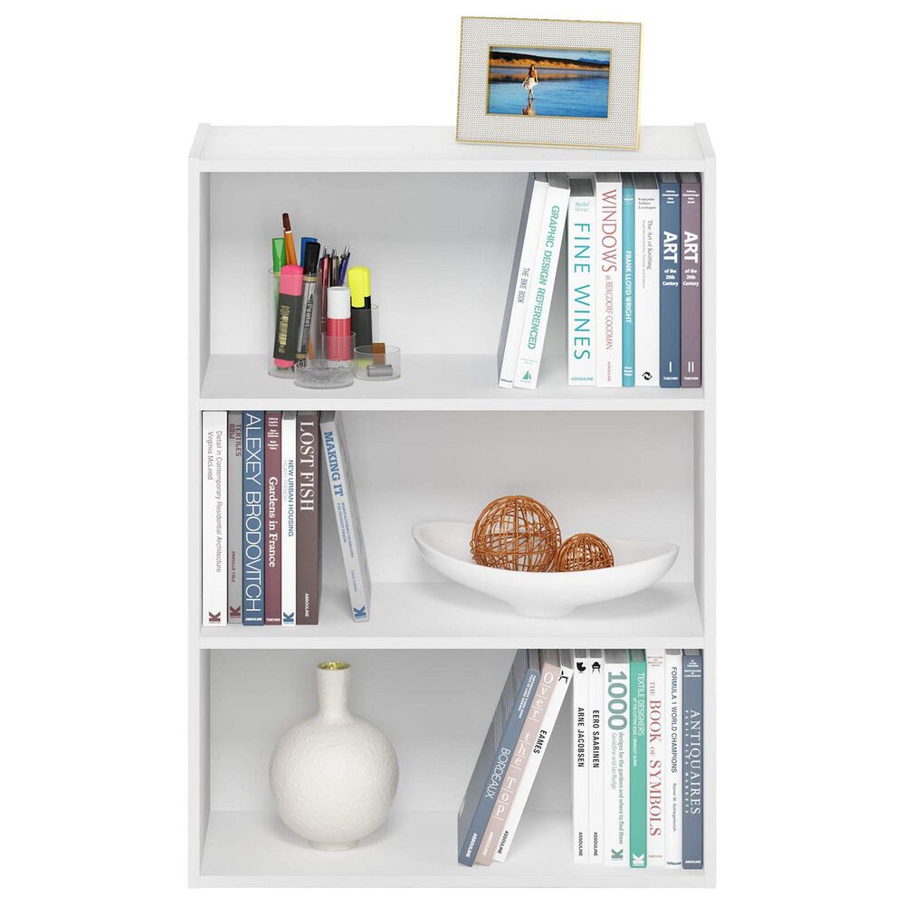 HOMLUX 3-Tier Open Shelf Bookcase in Plain White, , large