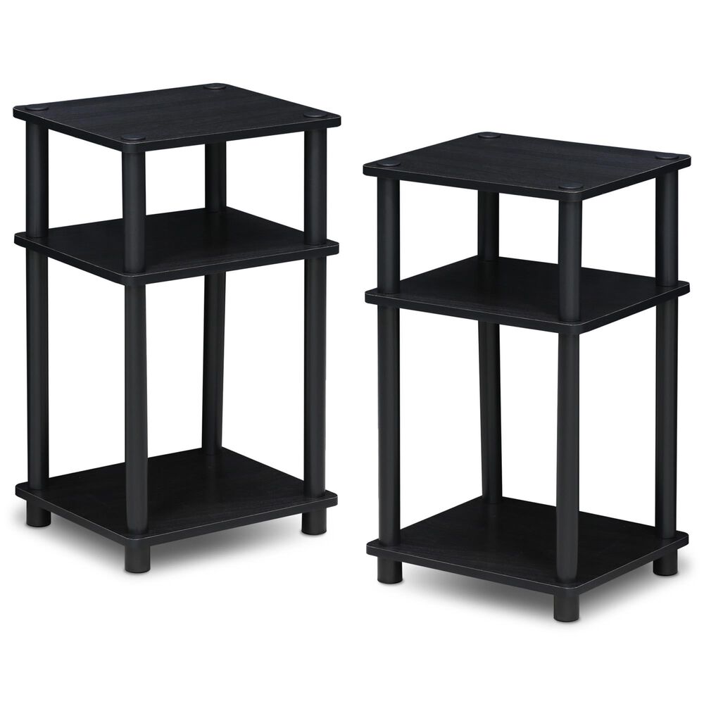 HOMLUX 3-Tier Turn-N-Tube End Table in Americano and Black (Set of 2), , large