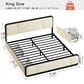 HOMLUX King Upholstered Platform Bed Frame in Beige, , large