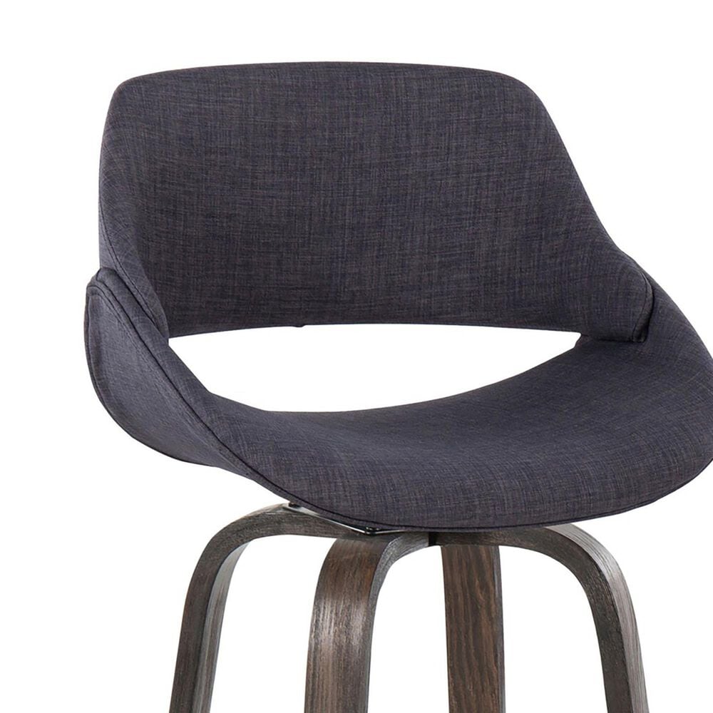 LumiSource Fabrico 30" Swivel Fixed-Height Bar Stool with Charcoal Fabric Upholstery in Black and Glazed Walnut (Set of 2), , large