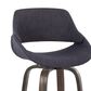 LumiSource Fabrico 30" Swivel Fixed-Height Bar Stool with Charcoal Fabric Upholstery in Black and Glazed Walnut (Set of 2), , large
