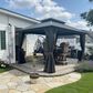 HOMLUX 10" x 12" Outdoor Hardtop Gazebo with Galvanized Steel Roof, Netting, and Curtains Gray, , large