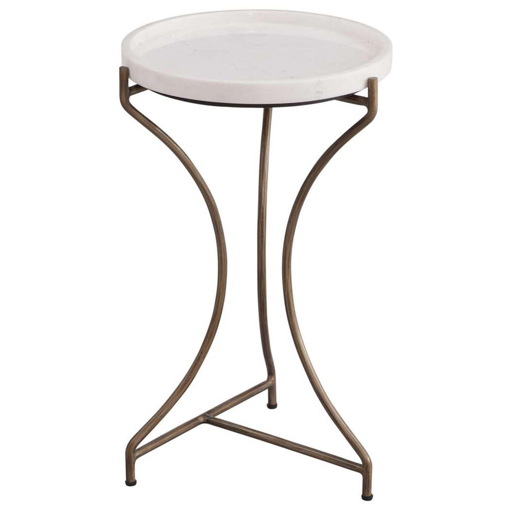 Bassett Mirror Company McGowan Accent Table in Antique Brass and White, , large