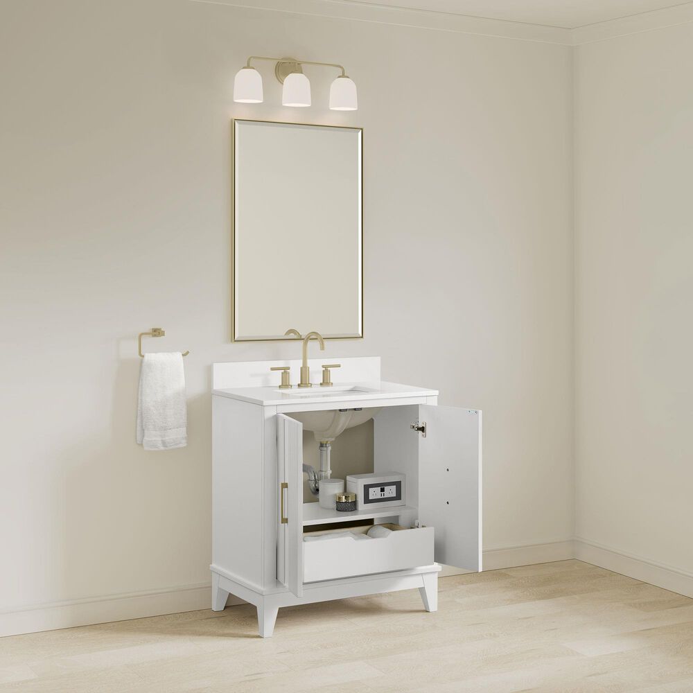 37B Fenwick 30" Single Bathroom Vanity in Bright White with Glossy White Composite Stone Top and Backsplash, , large