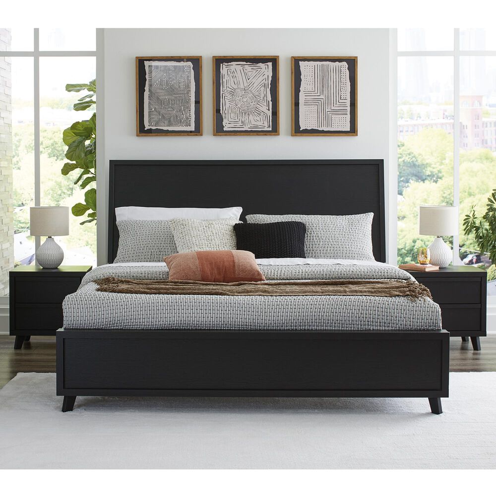 Ashley Danziar Queen Bed and Two Nightstands in Matte Black, , large