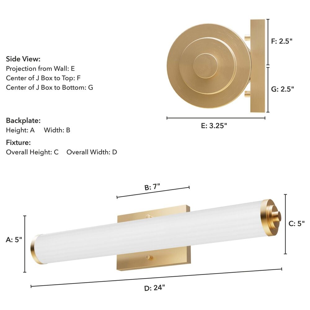 Hunter Holly Grove 24&quot; 2-Light Vanity with Cased White Shade in Alturas Gold, , large