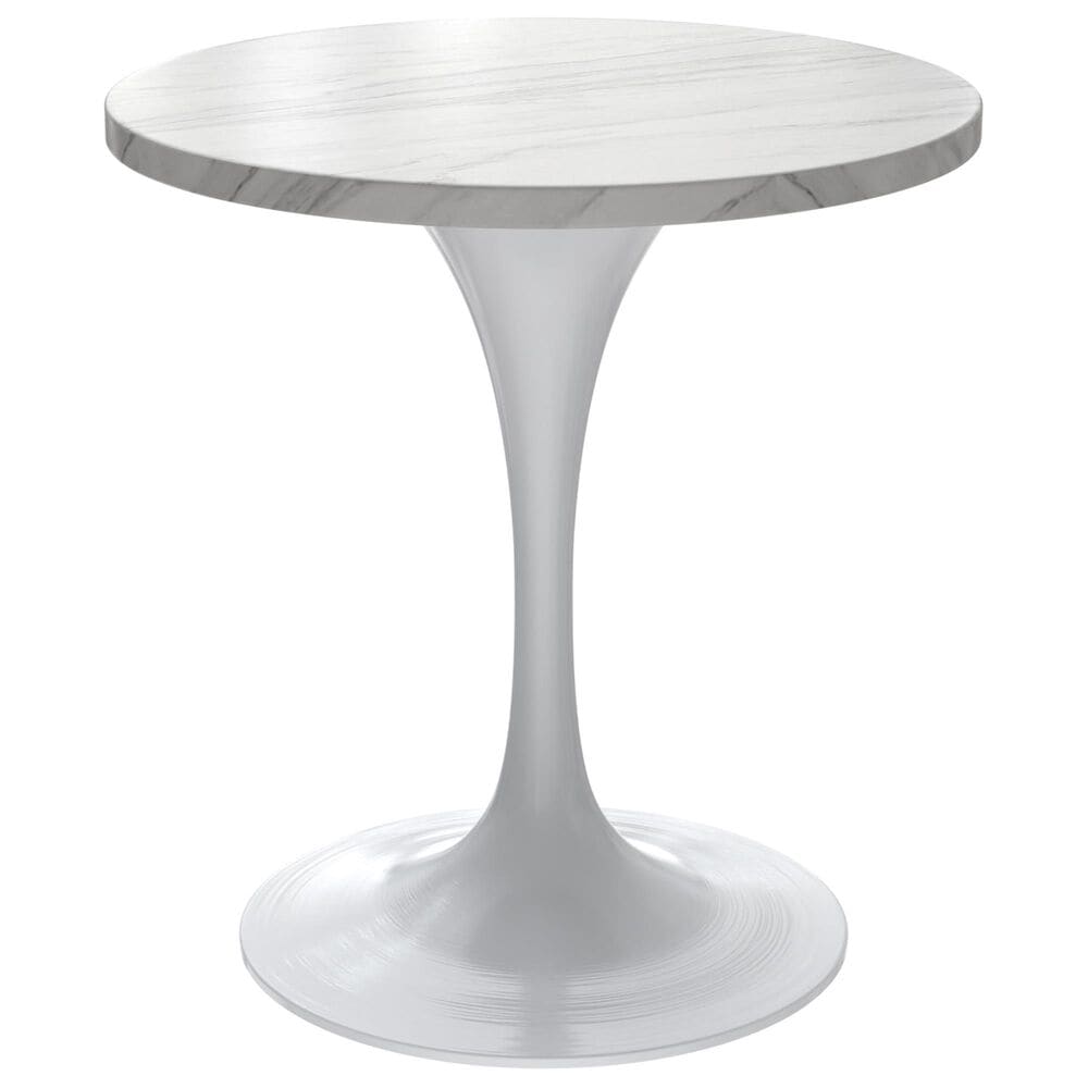 Leisuremod LeisureMod Verve Collection 27 Round Dining Table, White Base with Sintered Stone White Top, , large