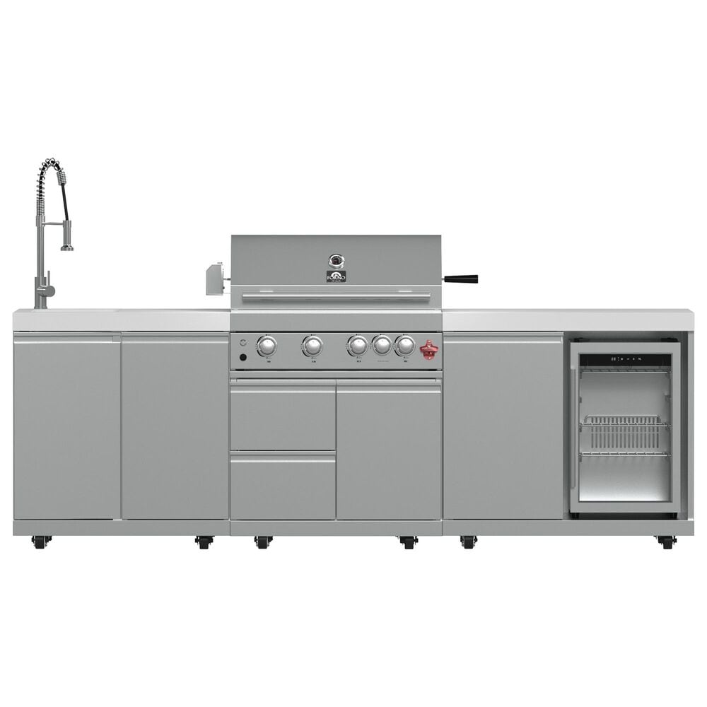 Forno Bulnes 3-Piece Outdoor Kitchen Grill Set with Beverage Center in Stainless Steel and White, , large
