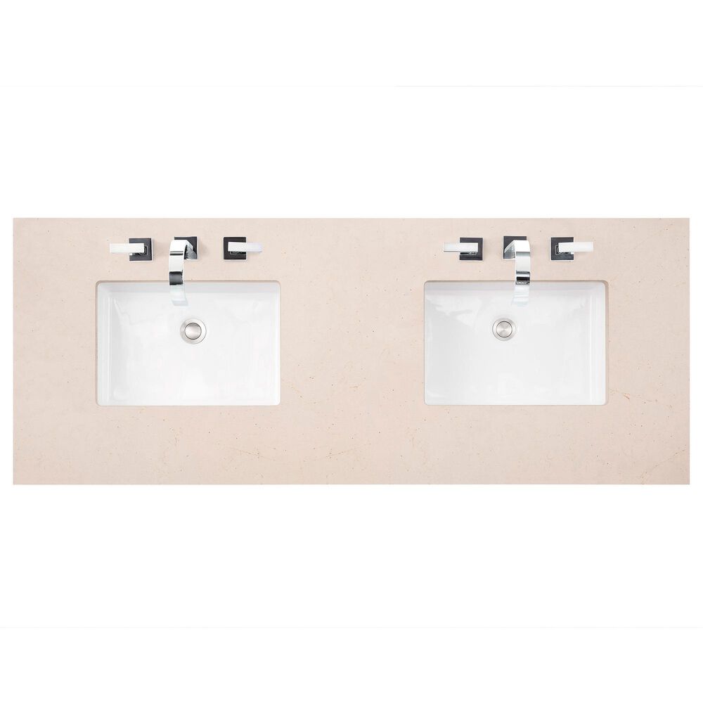James Martin Vanities Breckenridge 60&quot; Double Bathroom Vanity in Bright White with 3 cm Eternal Marfil Quartz Top and Rectangular Sinks, , large