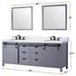 Lexora Home Marsyas 84" Double Bathroom Vanity in Dark Grey with White Carrara Marble Top and Rectangular Sinks, , large