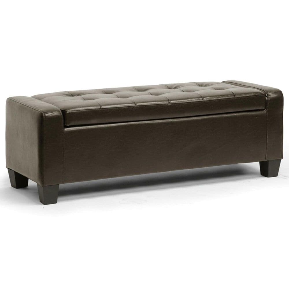 Baxton Studio Manchester Storage Ottoman in Dark Brown, , large