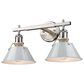 Golden Lighting Orwell 2-Light Bath Vanity with Dusky Blue Shade in Pewter, , large