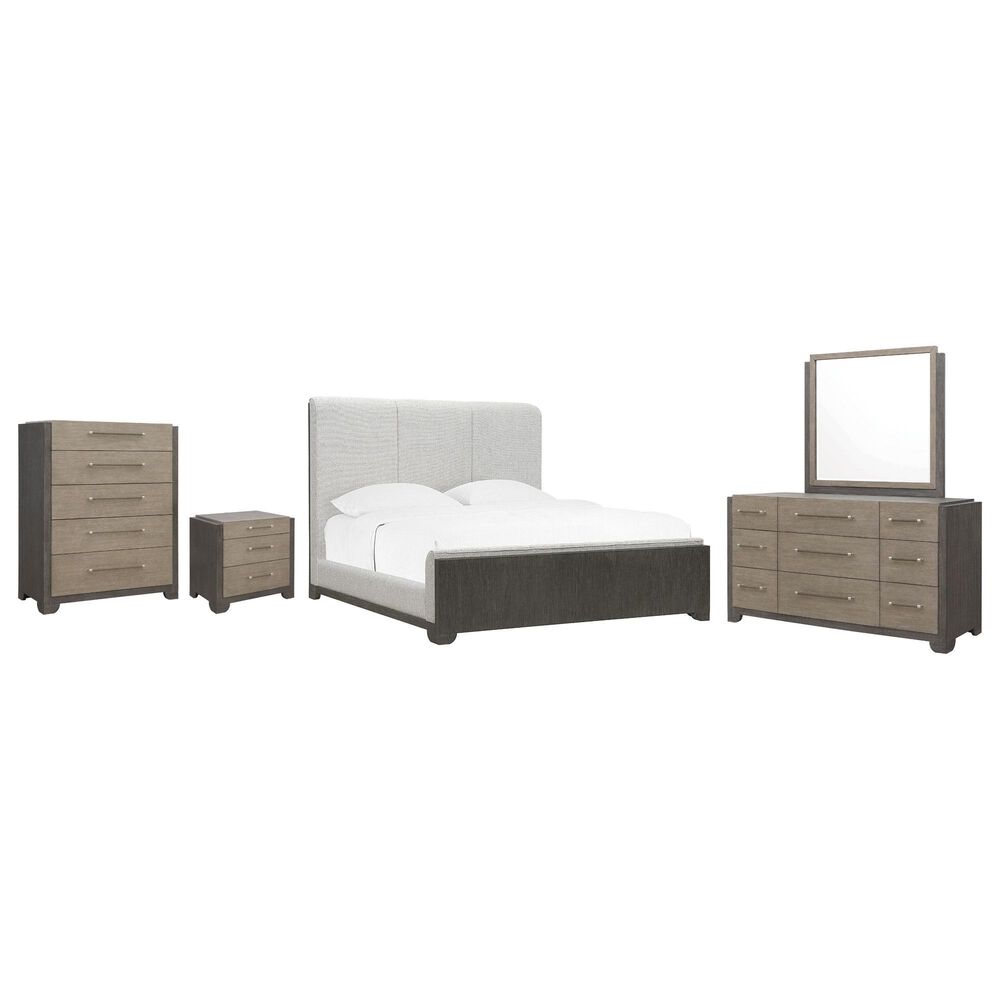 Nicolette Home Anderson Park Dark 5-Piece Queen Upholstered Bedroom Set in Moose Trail and Frontier Brown, , large
