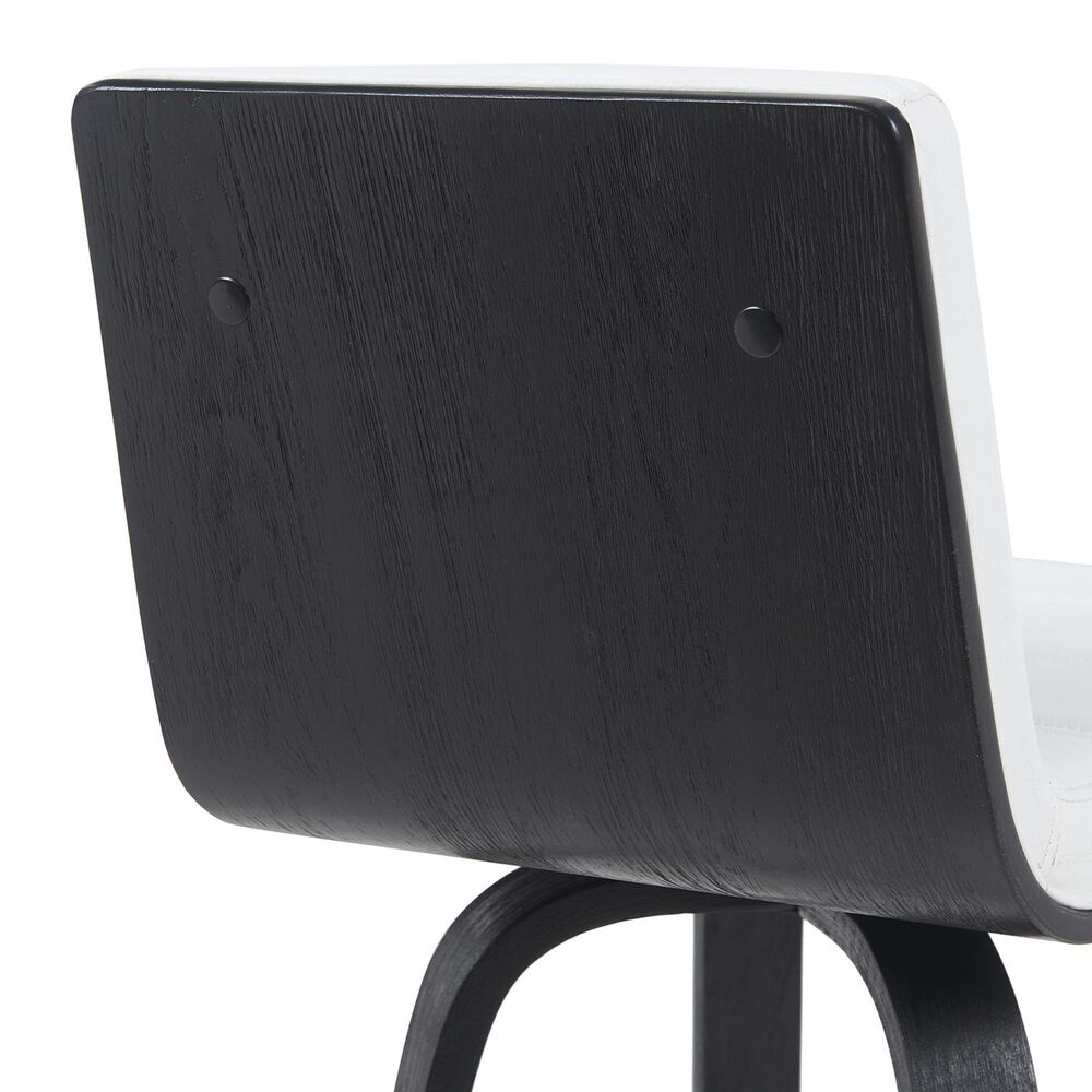 Armen Living Vienna Swivel Bar Height Stool with Snow White Upholstery in Black Brushed, , large