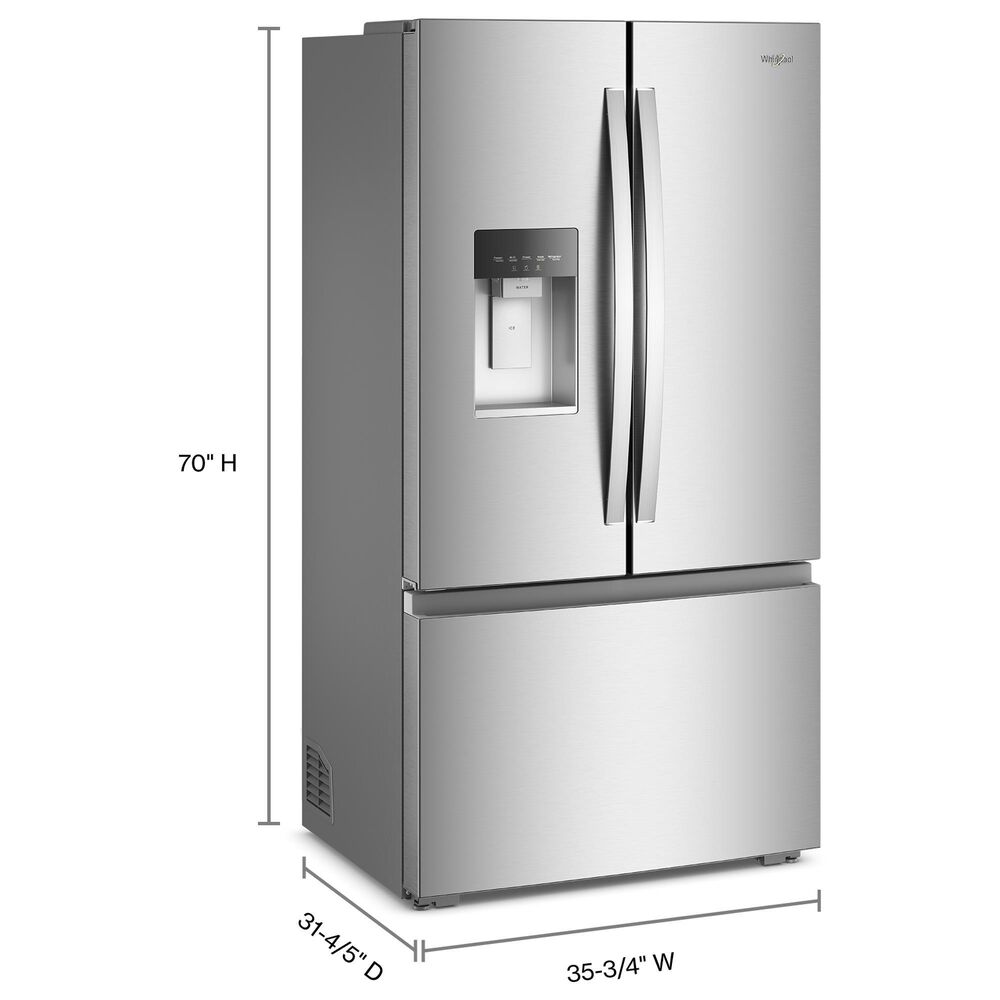 Whirlpool 23.4 Cu. Ft. Counter Depth 3-Door French Door Refrigerator in Fingerprint-Resistant Stainless, , large