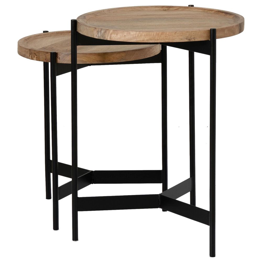 Linon Home Decor Evanston 2-Piece Nesting Table Set in Natural and Black, , large