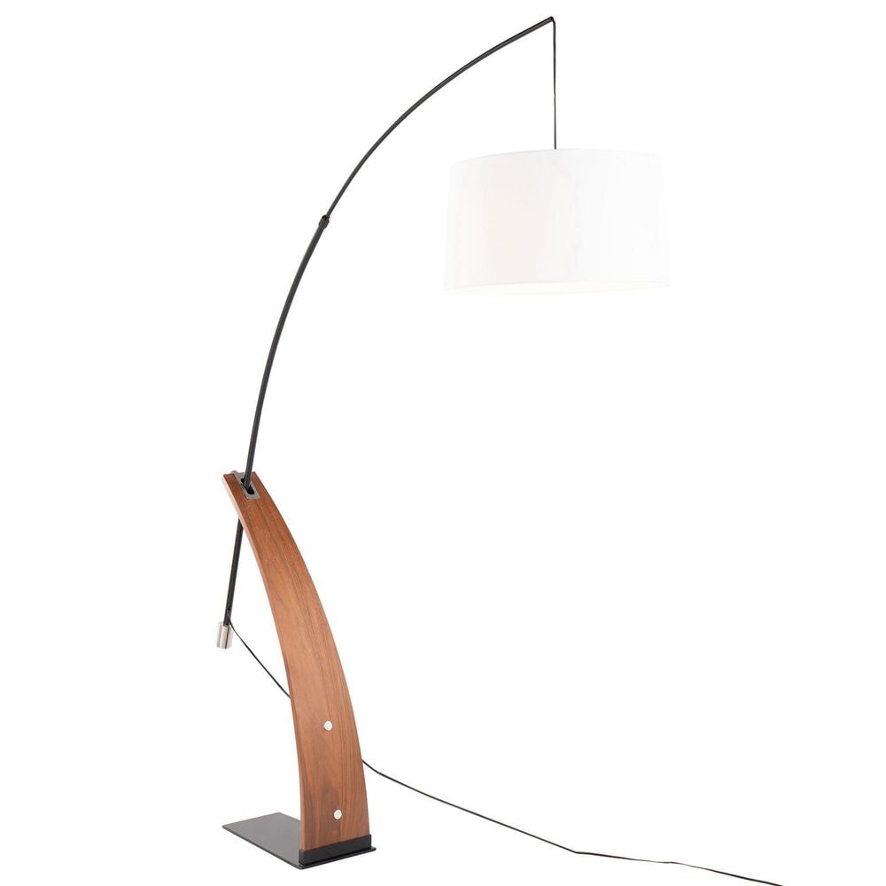 Lumisource Robyn Floor Lamp with White Shade in Walnut and Black, , large