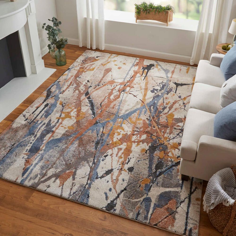 Feizy Gilmore 5&#39;3&quot; x 8&#39; Blue and Multicolor Area Rug, , large