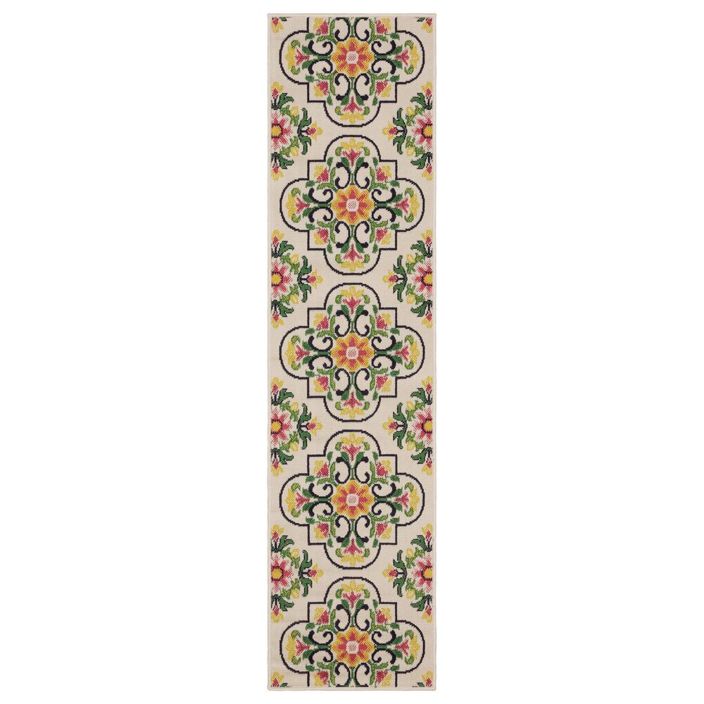 Oriental Weavers Havana HAV04 Ivory and Multicolor 1"10" x 7"3" Indoor/Outdoor Runner, , large