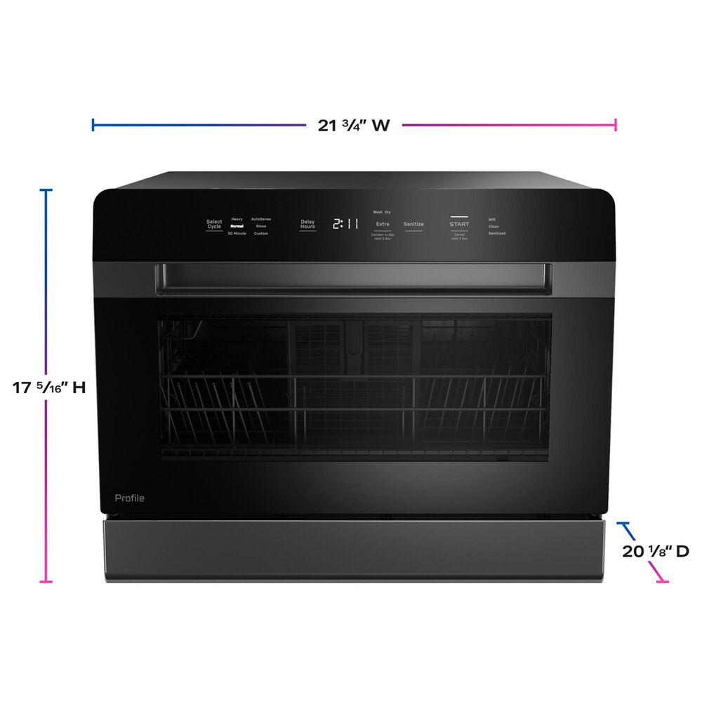 GE Profile 21.7" Countertop or Built-In Smart Compact Dishwasher with 6 Wash Cycles in Black, , large