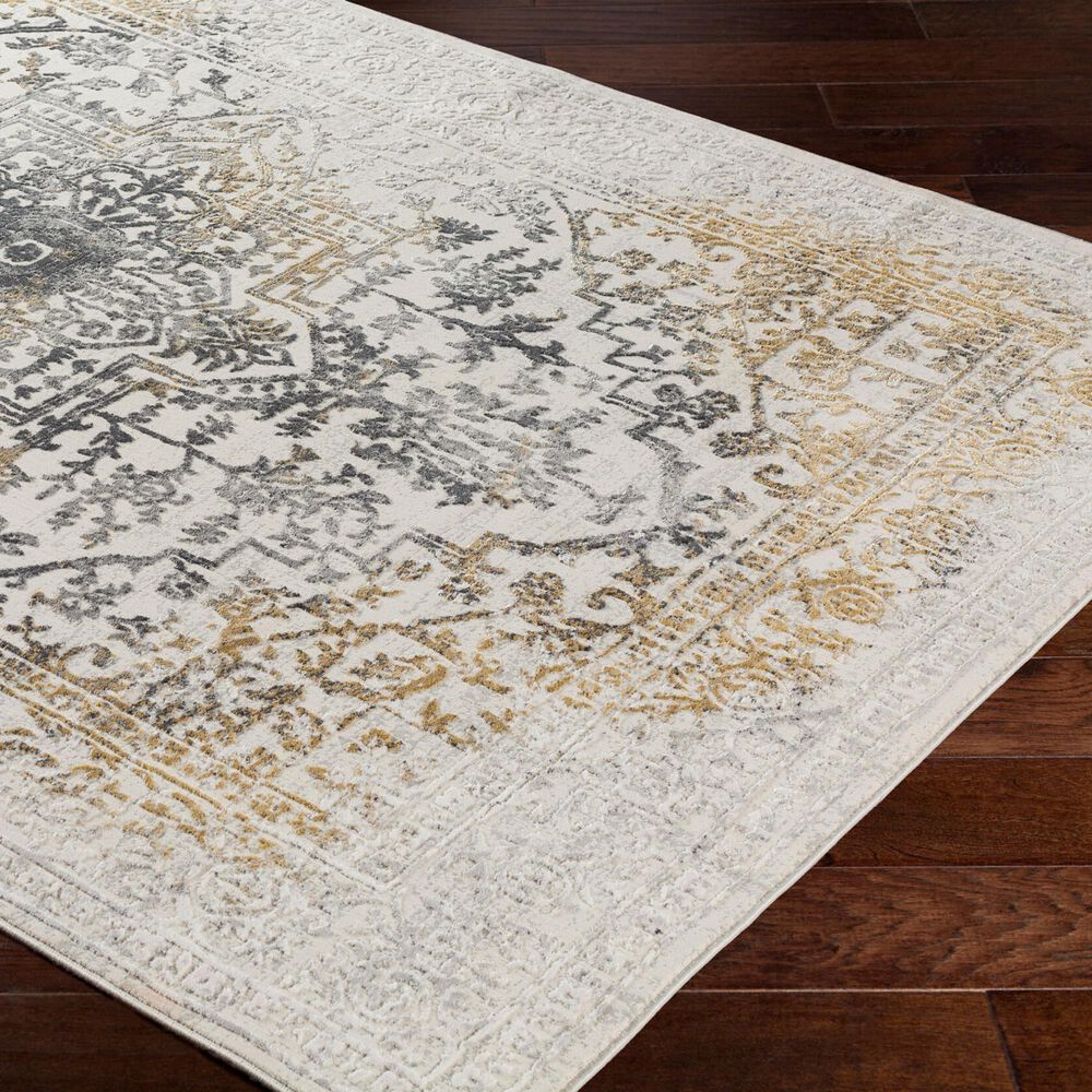 Surya Aisha Charcoal, Gray, Mustard and Light Gray 6&#39;7&quot; x 9&#39;6&quot; Area Rug, , large