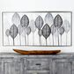 Maple and Jade 27" x 55" Leaf Canvas Wall Art with Frame in Black, Gray, Silver, Brown and Green, , large