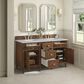 James Martin Vanities Lorelai 60" Double Vanity in Mid-Century Walnut with 3 cm Victorian Silver Quartz Top, , large