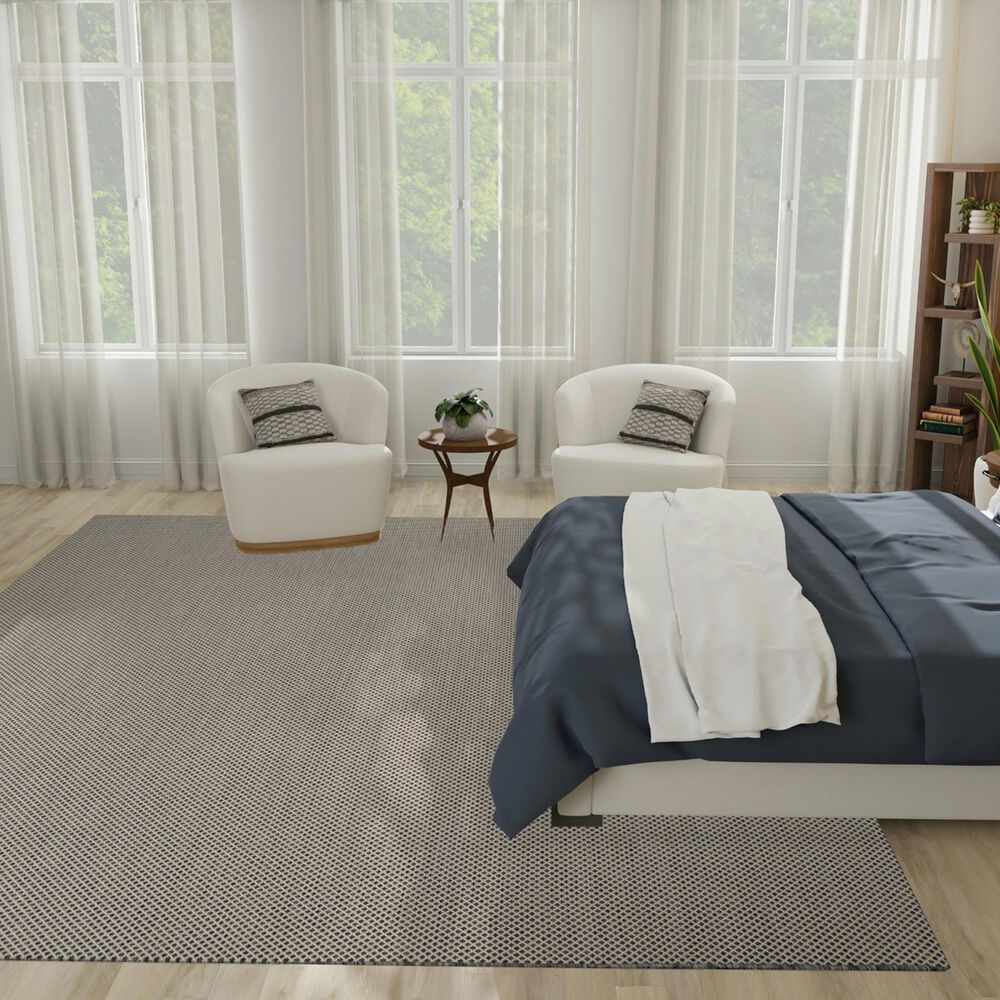 Nourison Courtyard Ivory and Charcoal 9&#39; x 12&#39; Indoor/Outdoor Area Rug, , large