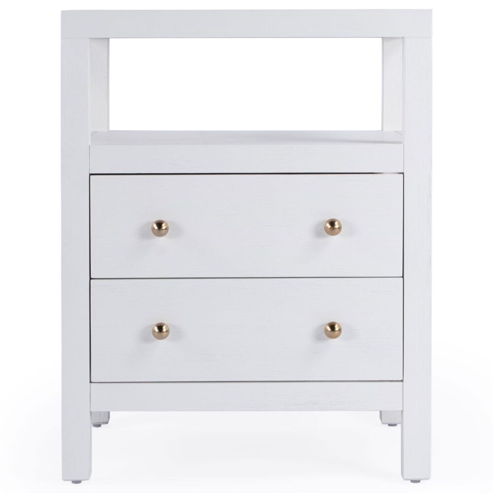 Butler Specialty Company Nora 2 Drawer Nightstand with Open Shelf in Textured White, , large