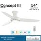 Minka-Aire Concept III 54" Ceiling Fan with LED Light in White, , large
