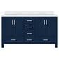 Lexora Home Jacques 60" Double Bathroom Vanity in Navy Blue with 2 cm White Cultured Marble Top and Rectangular Sinks, , large