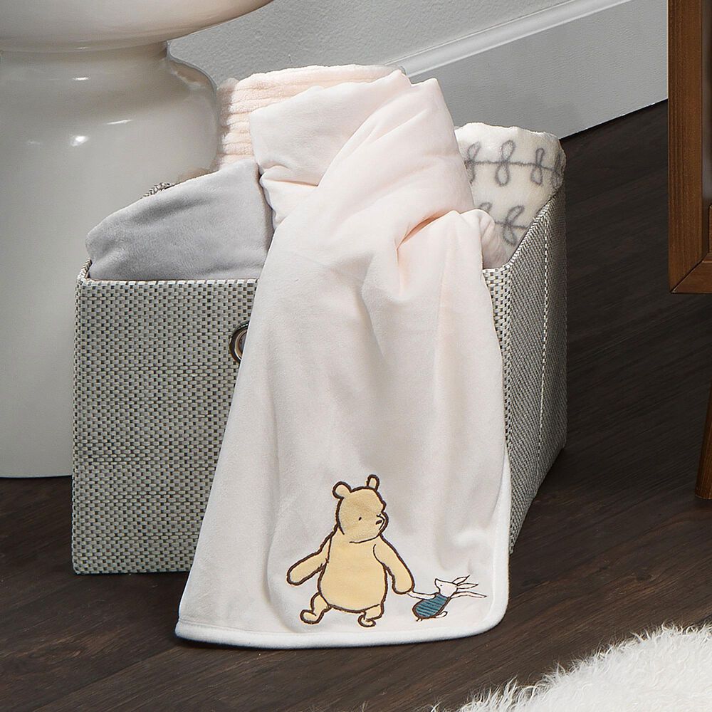 Lambs and Ivy Disney Baby Storytime Pooh Ultra Soft Baby Blanket in White, , large