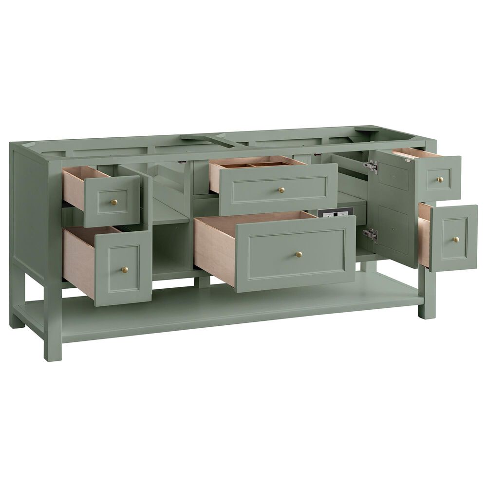 James Martin Vanities Breckenridge 72&quot; Double Bathroom Vanity in Smokey Celadon with 3 cm Victorian Silver Quartz Top and Rectangular Sinks, , large