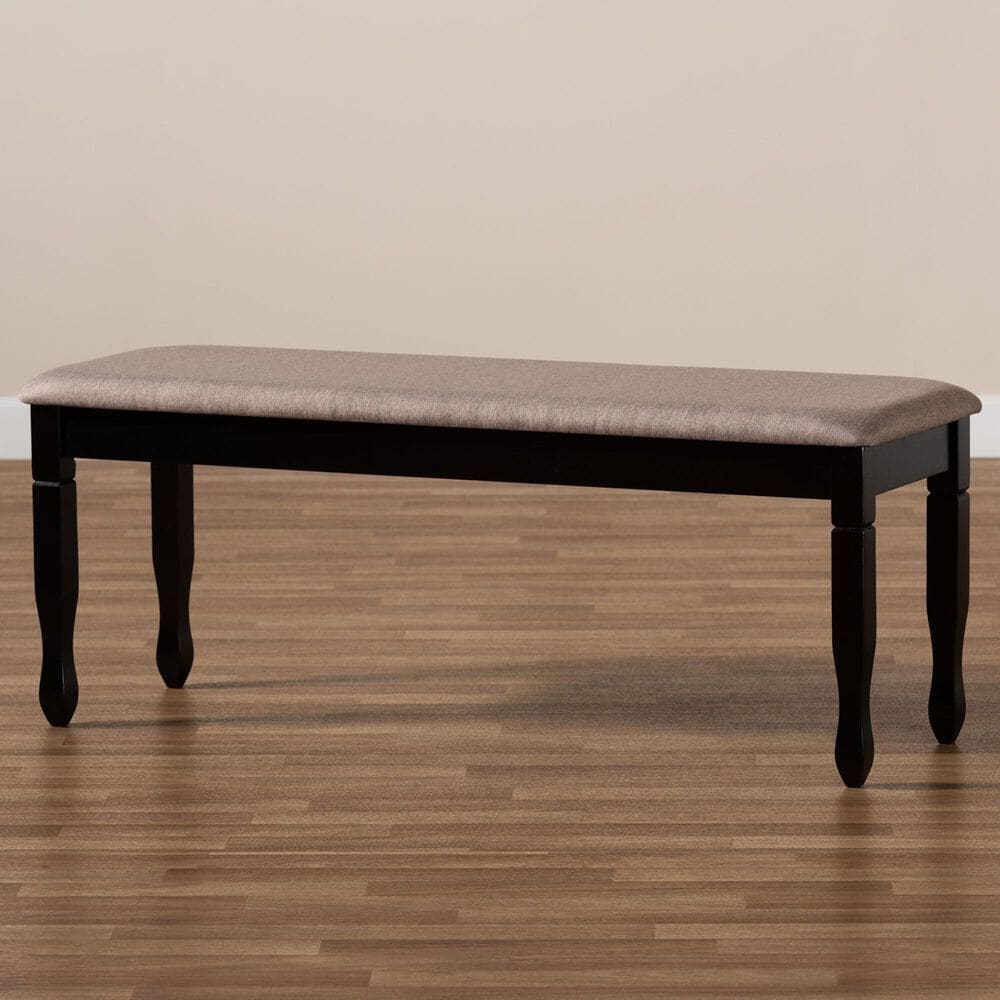 Baxton Studio Corey Dining Bench with Sand Cushion in Dark Brown, , large