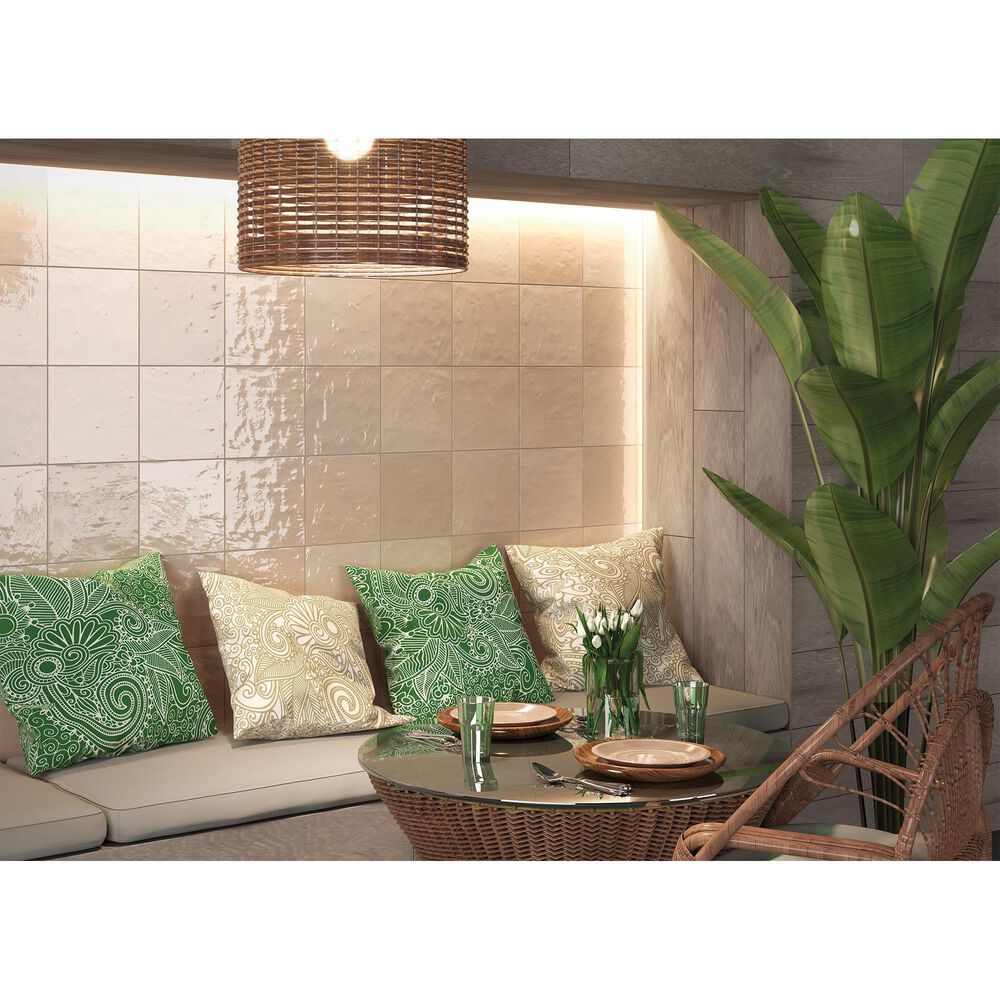 Emser Passion Crema 9&quot; x 9&quot; Glossy Porcelain Tile, , large