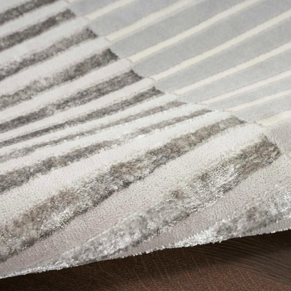 Nourison Brushstrokes 5&#39;3&quot; x 7&#39;3&quot; Silver and Grey Area Rug, , large