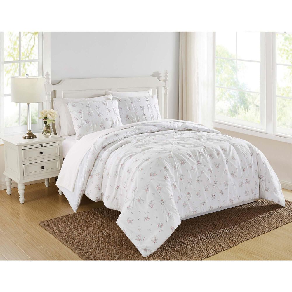 Pem America Rosebury 2-Piece Twin Comforter Set in White and Pink, , large