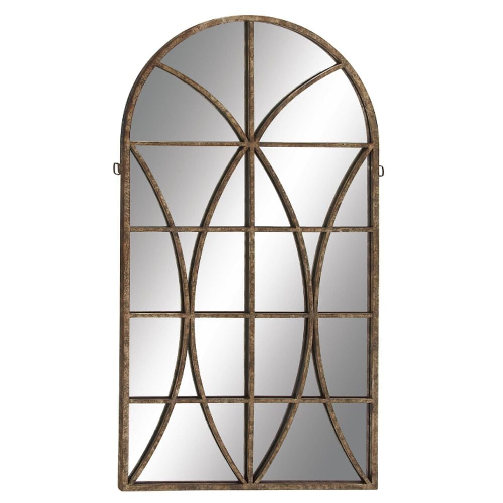Maple and Jade Arched Wall Mirror in Medium Wood, , large