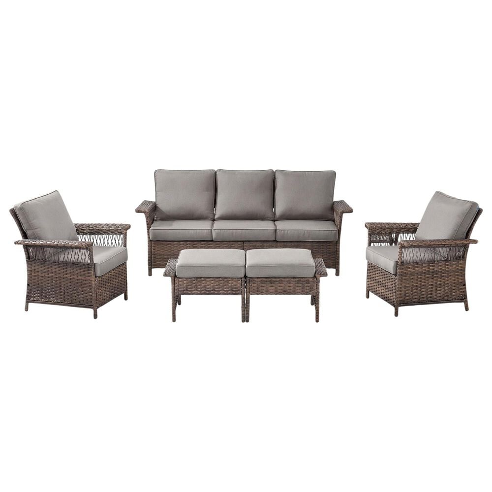 Sunwell Garden 5-Piece Patio Conversation Set with Stationary Chairs in Gray, , large