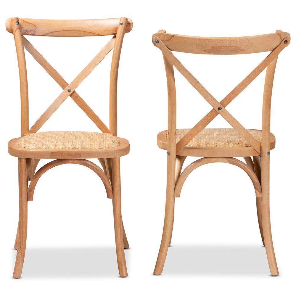 Baxton Studio Tartan Side Chair in Natural Brown (Set of 2), , large