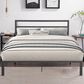 Hearth and Haven Queen Metal Platform Bed with Headboard in Charcoal Gray, , large