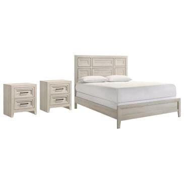 Crown Mark Lorraine King Bed with Two Nightstands in White, , large