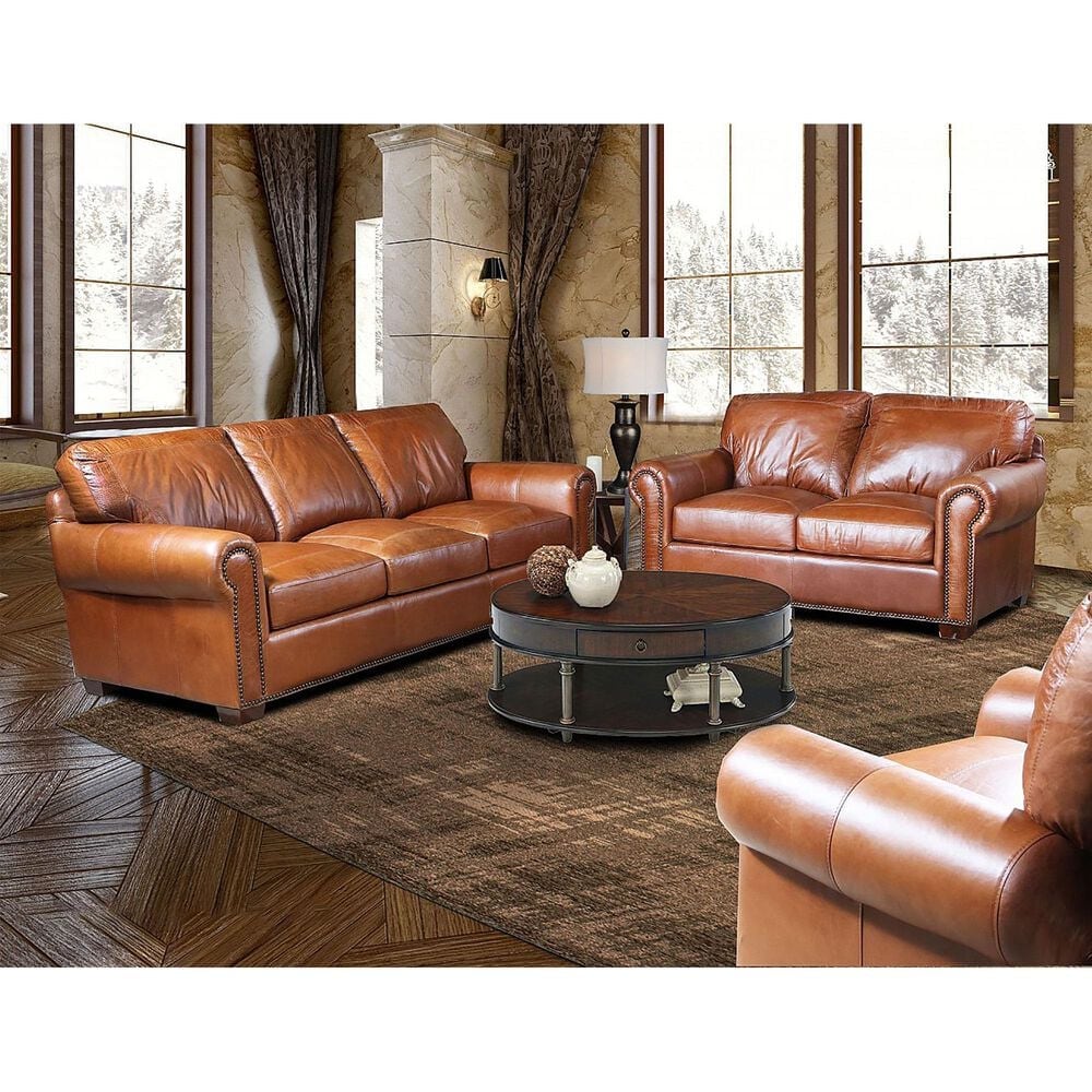 USA Premium Leather Accent Chair in Saddle Glove, , large