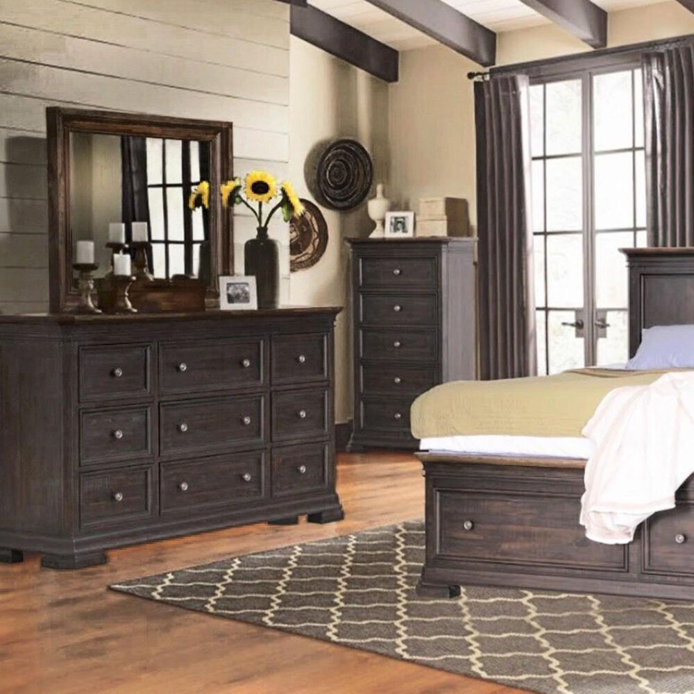 Napa Furniture Design Grand Louie 3-Piece Queen Storage Bedroom Set in Misty Night and Wheat, , large