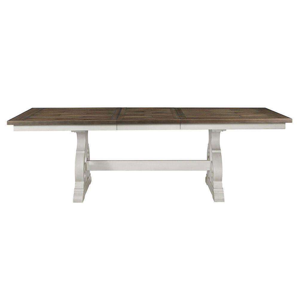 Hawthorne Furniture Drake 40 X 76-98&quot; Trestle Table in Rustic White &amp; French Oak, , large