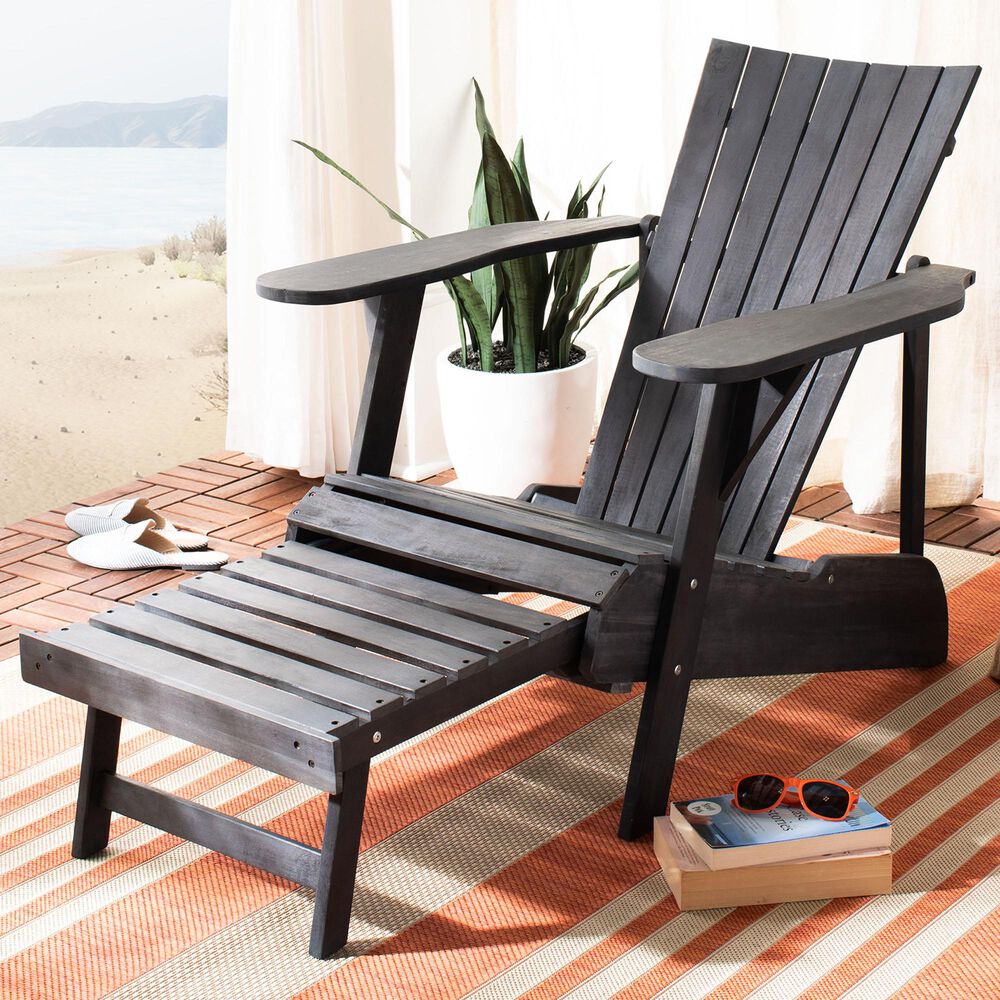 Safavieh Merlin Adirondack Chair with Footrest in Ash Grey, , large